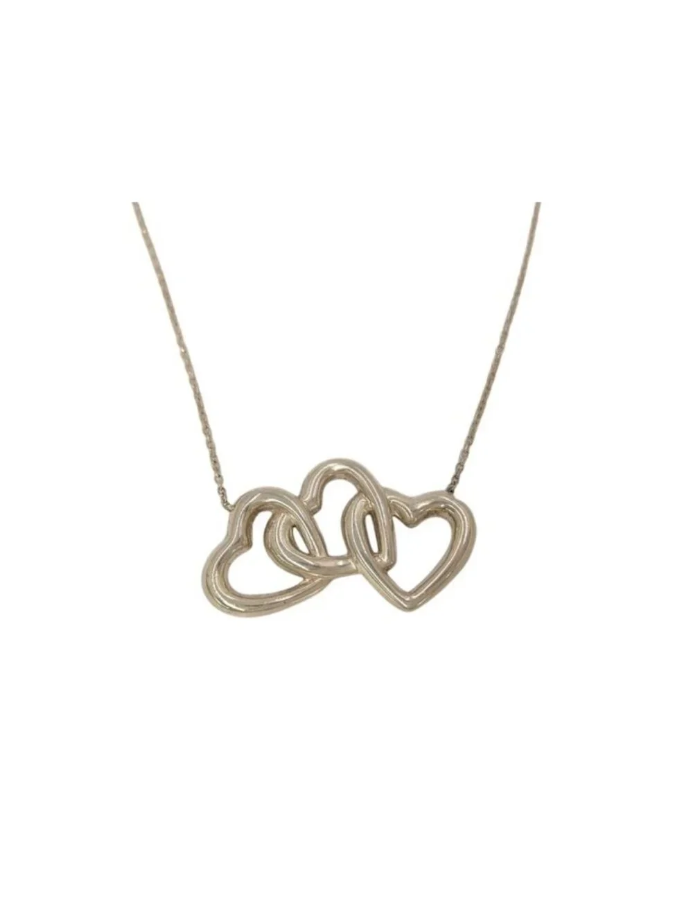 Tiffany & Co Necklace Triple Open Heart Silver